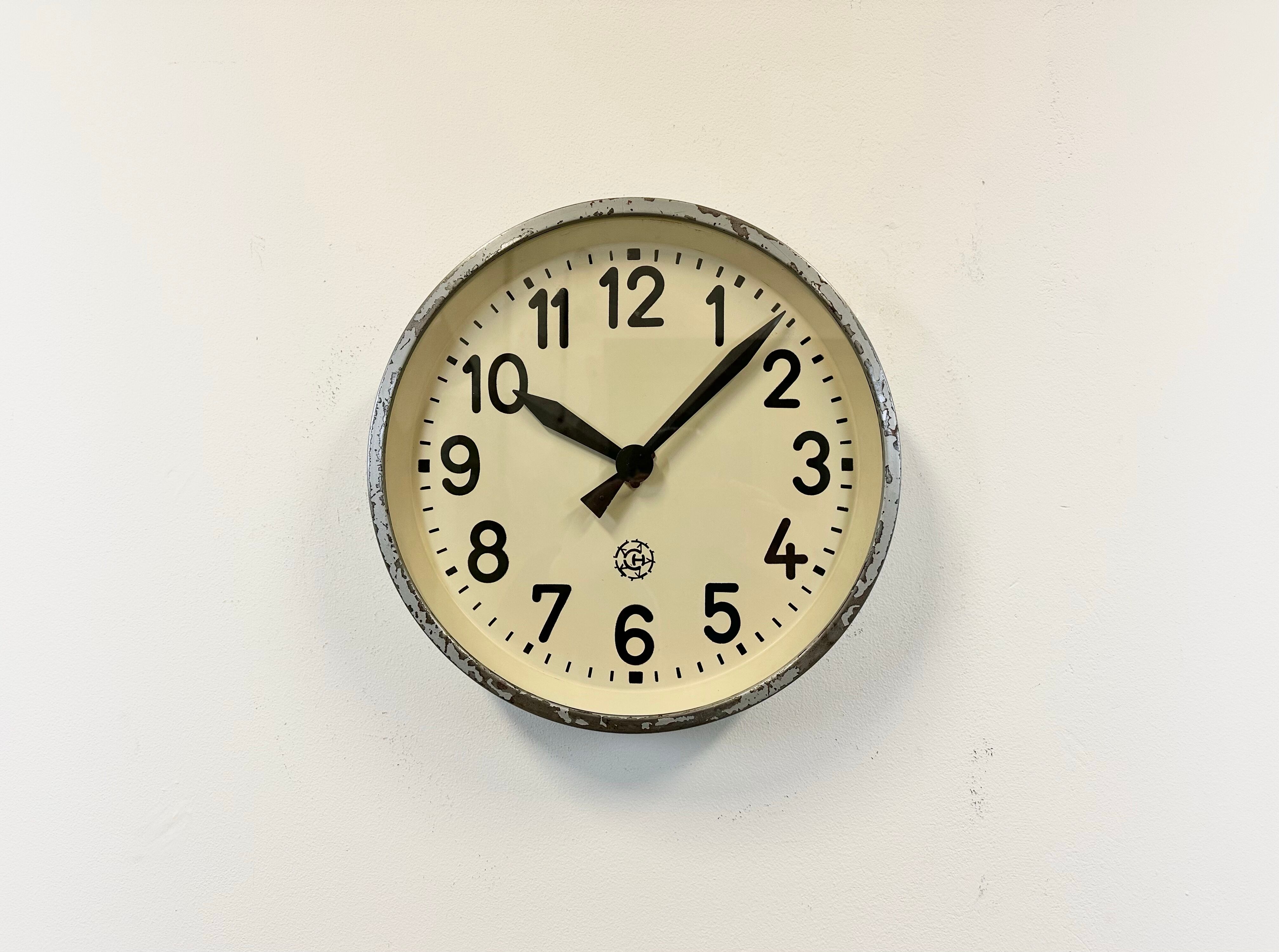 Industrial factory wall clock from Chronotechna, 1950s