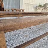 Pair of rustic solid oak farm benches 19th century - 2m90