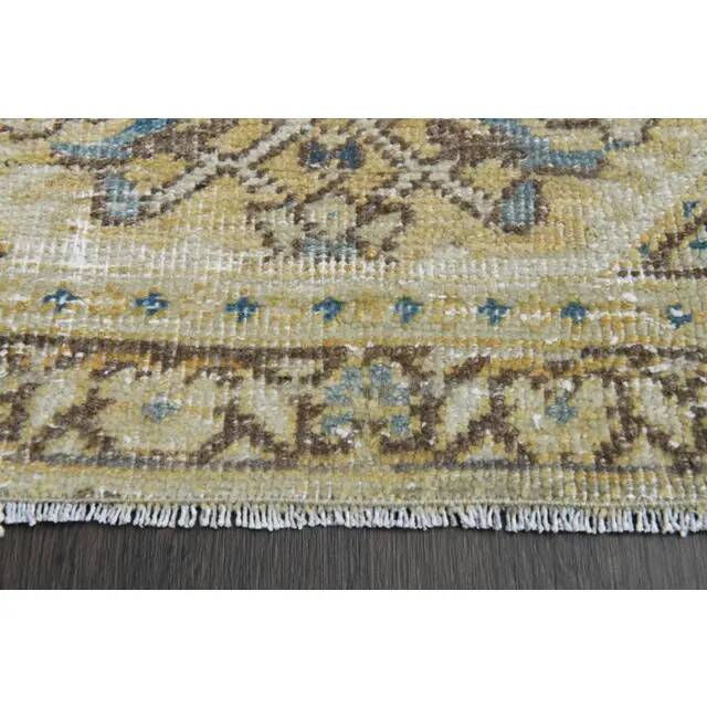 Vintage Turkish Hand-Knotted Wool Cotton Orange Runner Rug 110x270