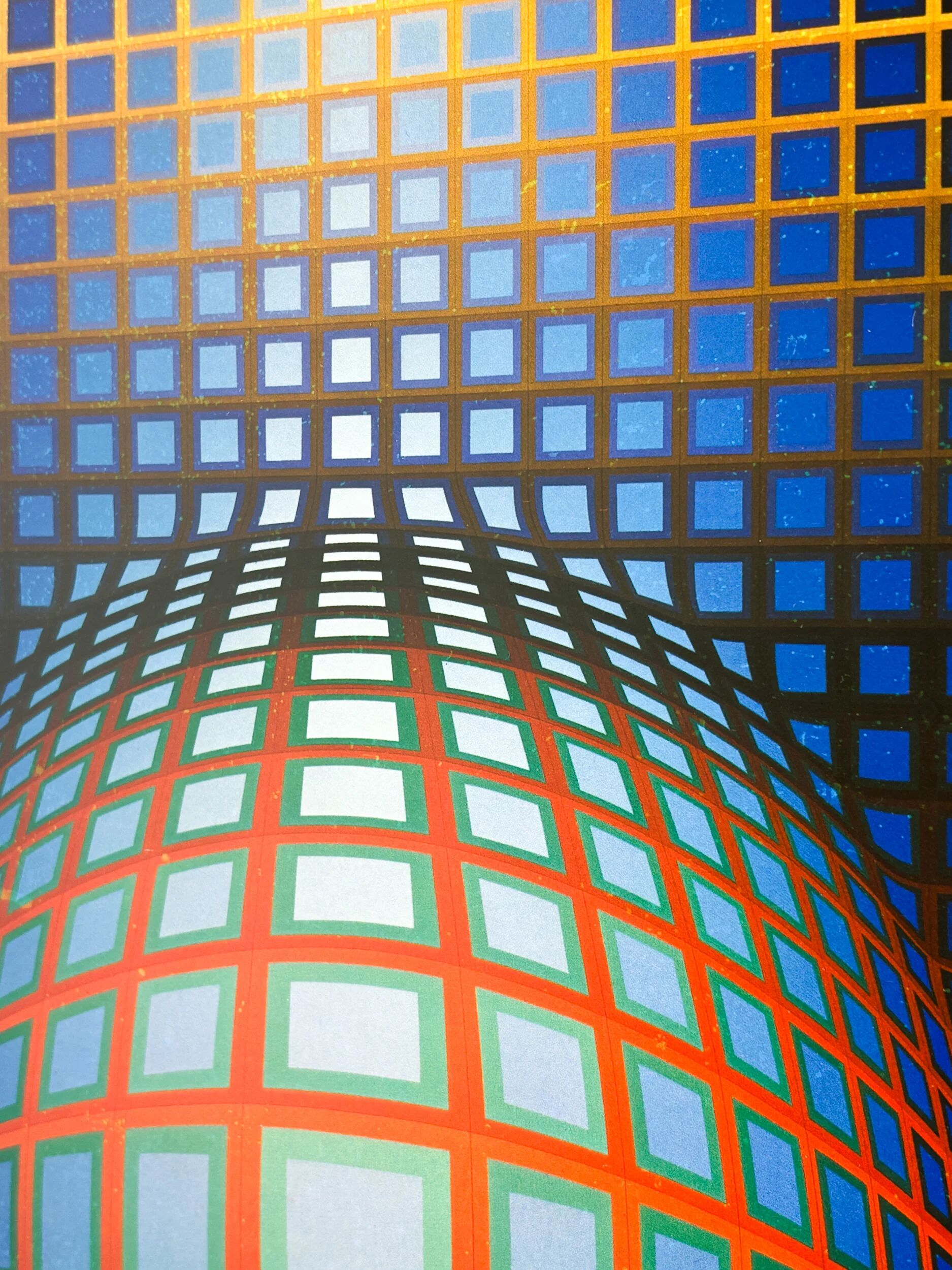 Victor Vasarely, optical composition, 1970s, offset print, framed