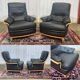 Pair of leather and beech armchairs from the 1970s.