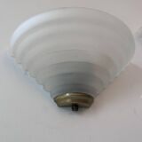 Pair of vintage wall lights, brass and sandblasted glass, Italy 1980s