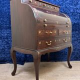 Cylinder desk in mahogany and inlaid marquetry circa 1900