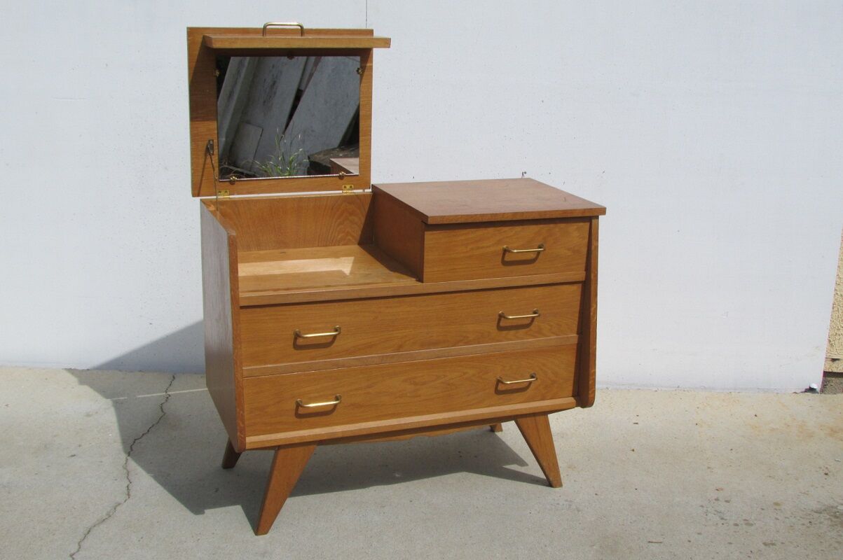Vintage chest of drawers, oak dressing table, from the 50s-60s
