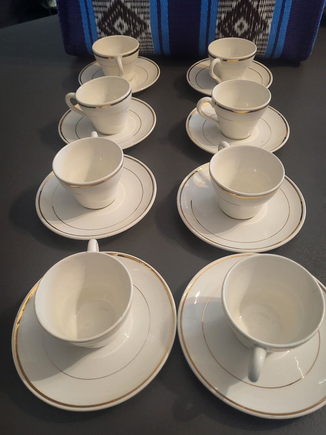 8 Gien cups and 8 saucers