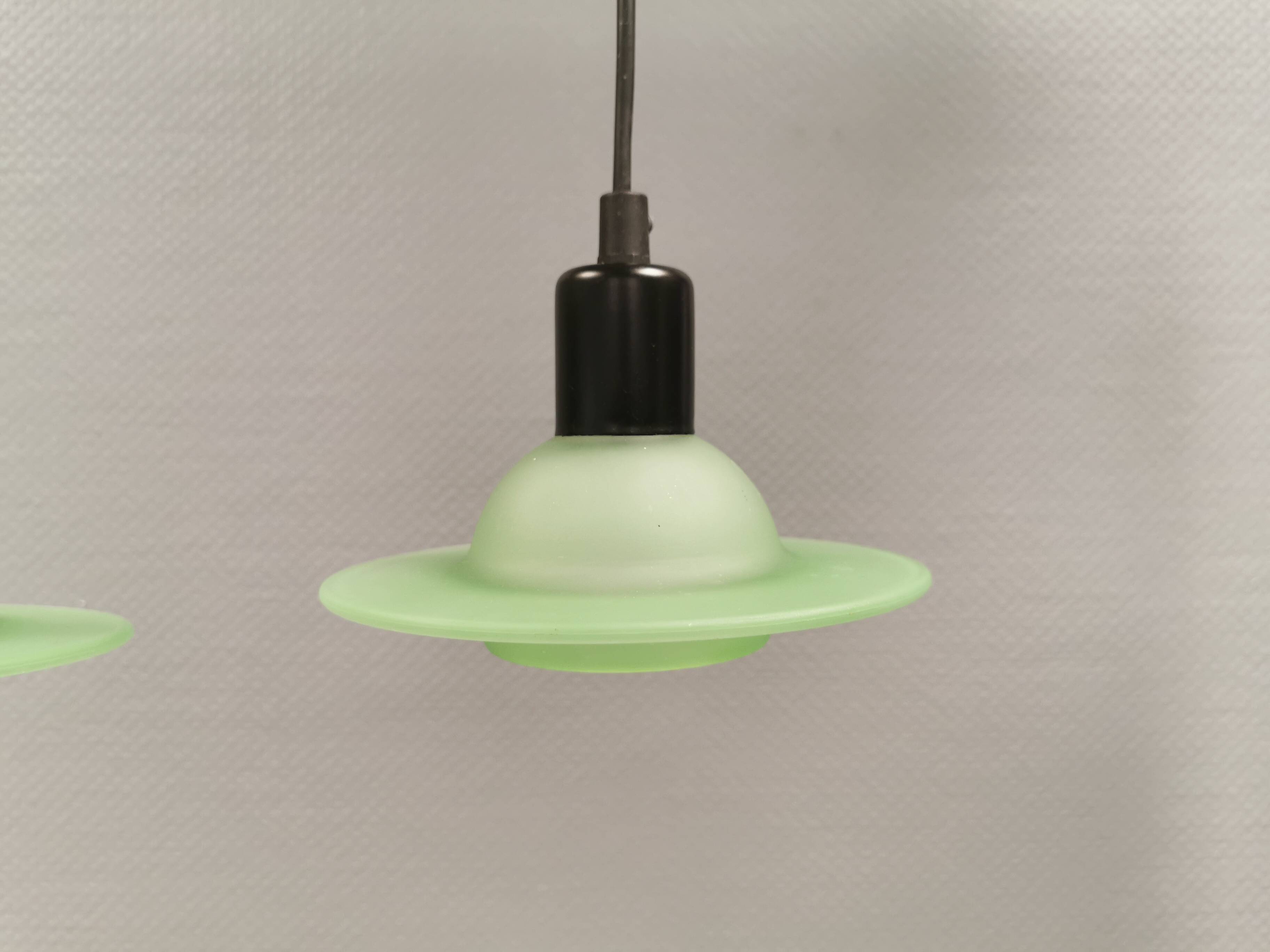 Green glass UFO pendant lights from Design-Light, early 1990s in Denmark