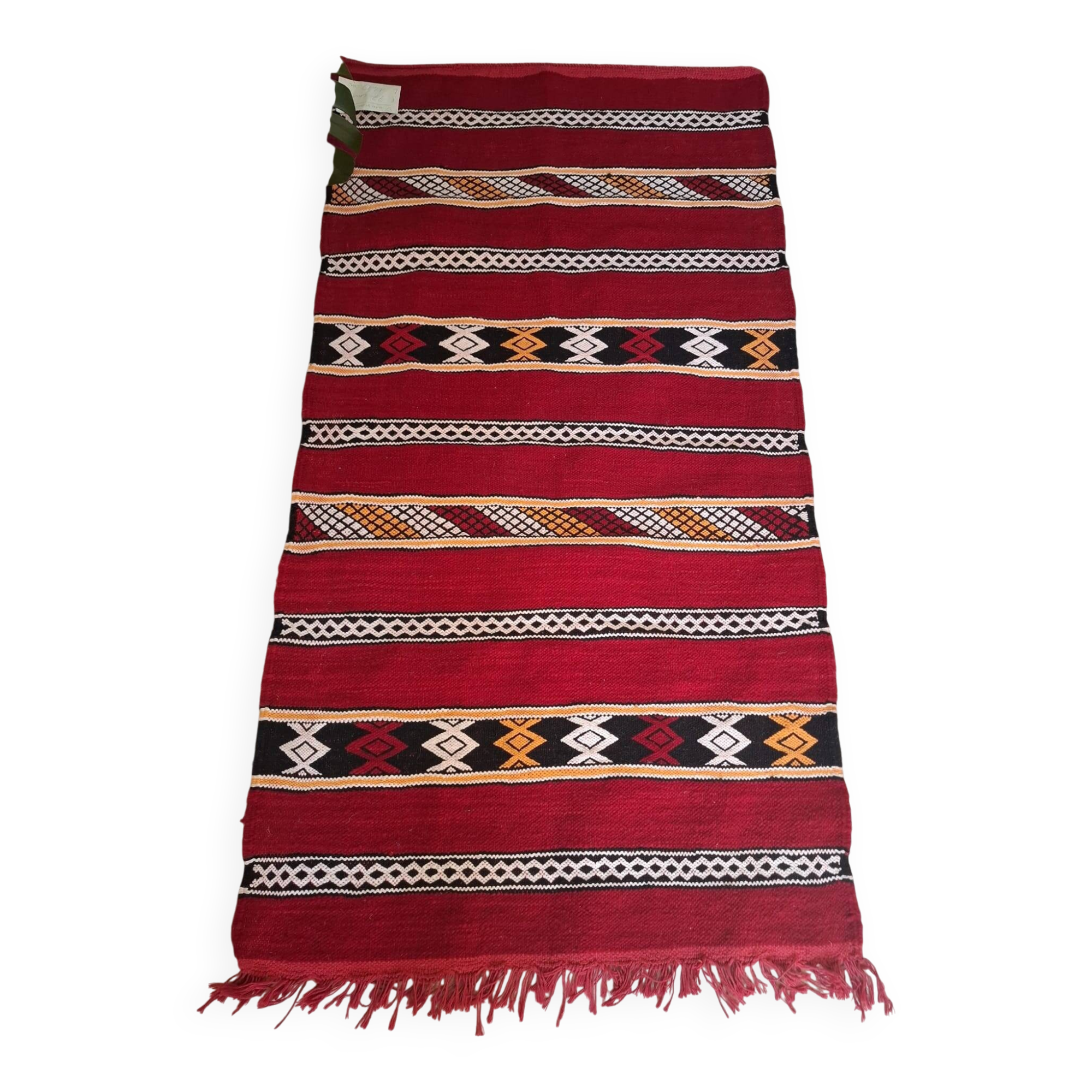 Small brick red Berber Kilim – Flat weave Hanbel – 77x140 cm
