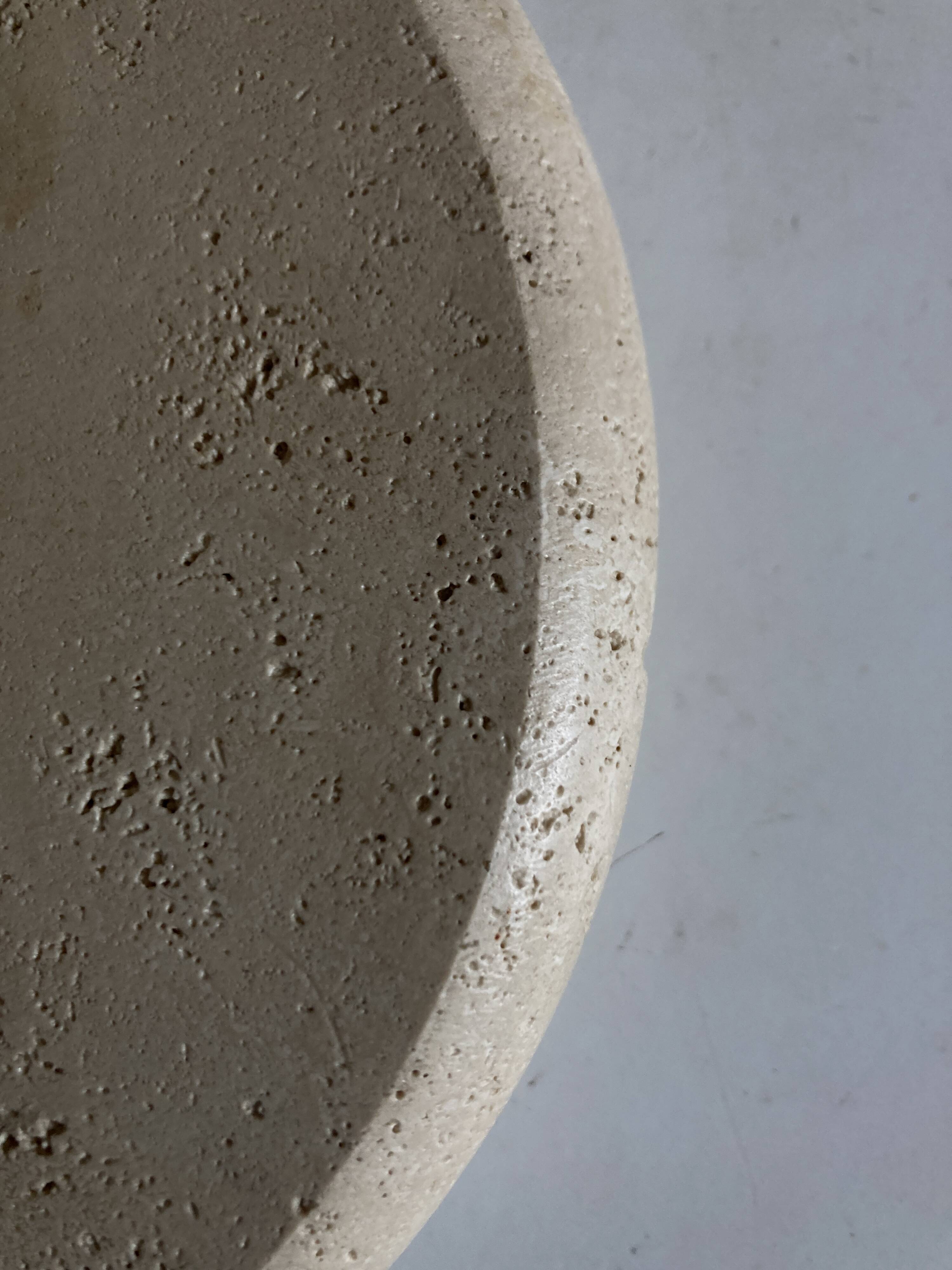 Travertine and steel valet tray, space age 1960s, Italian work