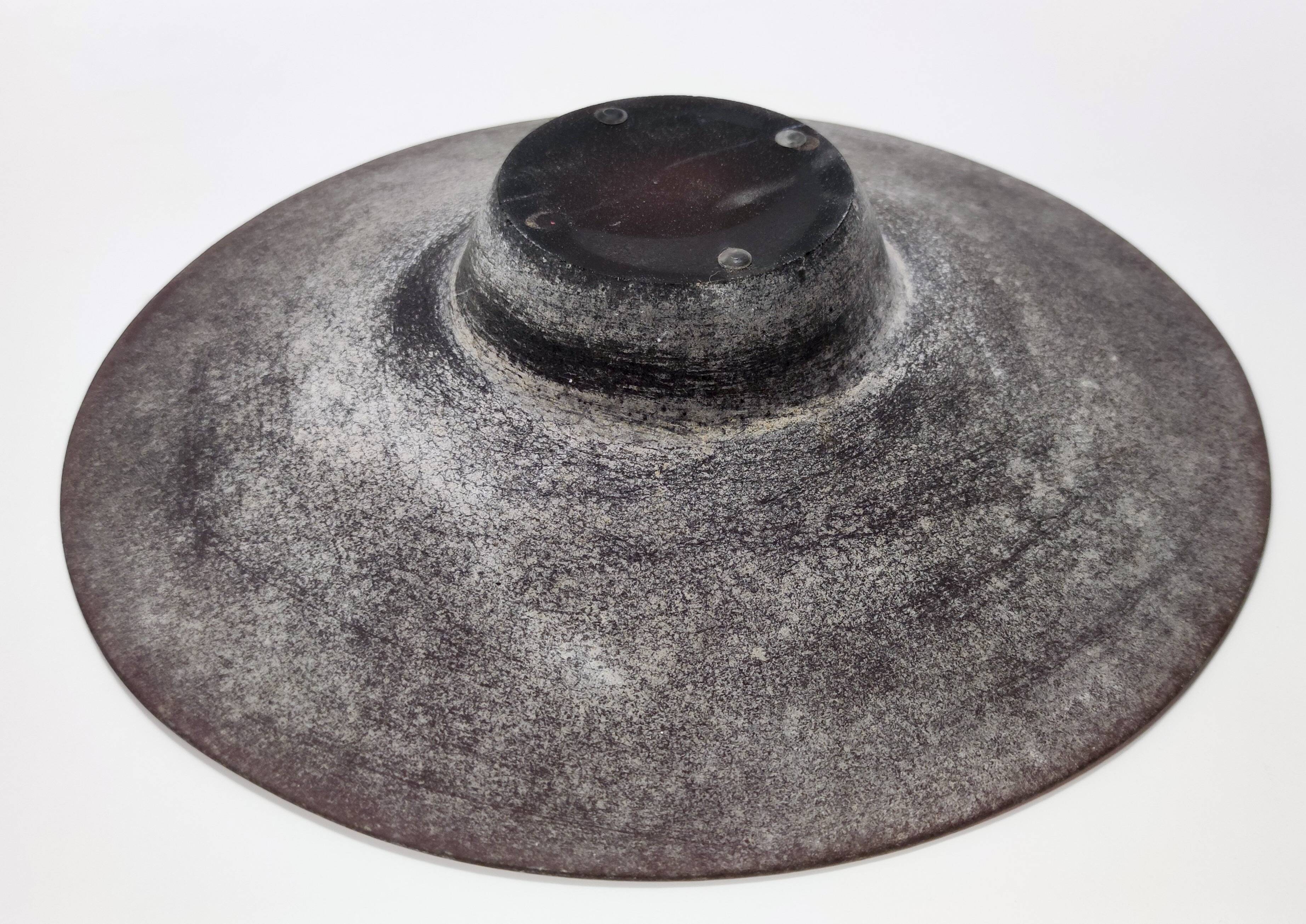 Postmodern Brown Scavo Glass Trinket Bowl or Centerpiece, Italy