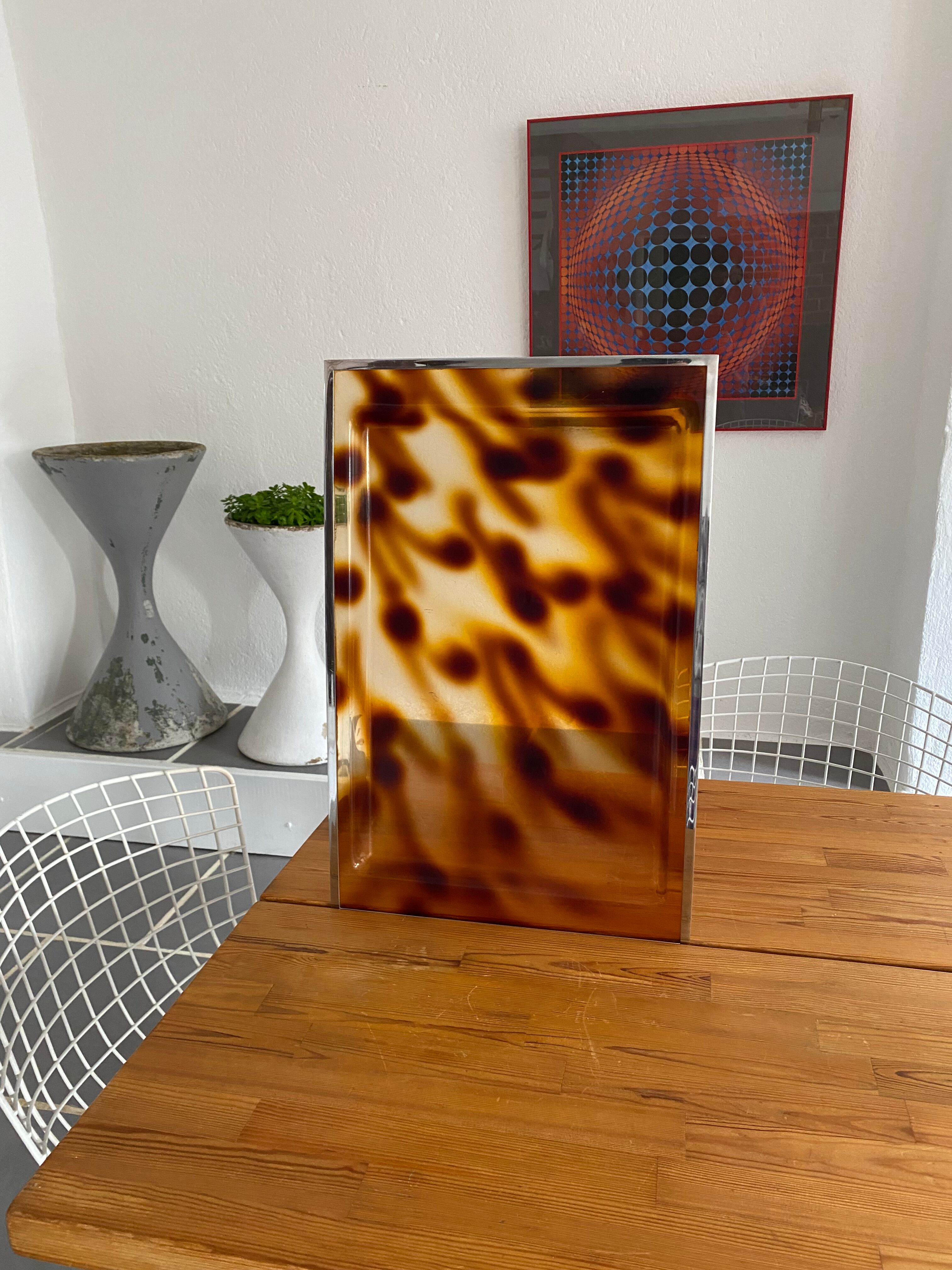 Lucite tray and vintage chrome