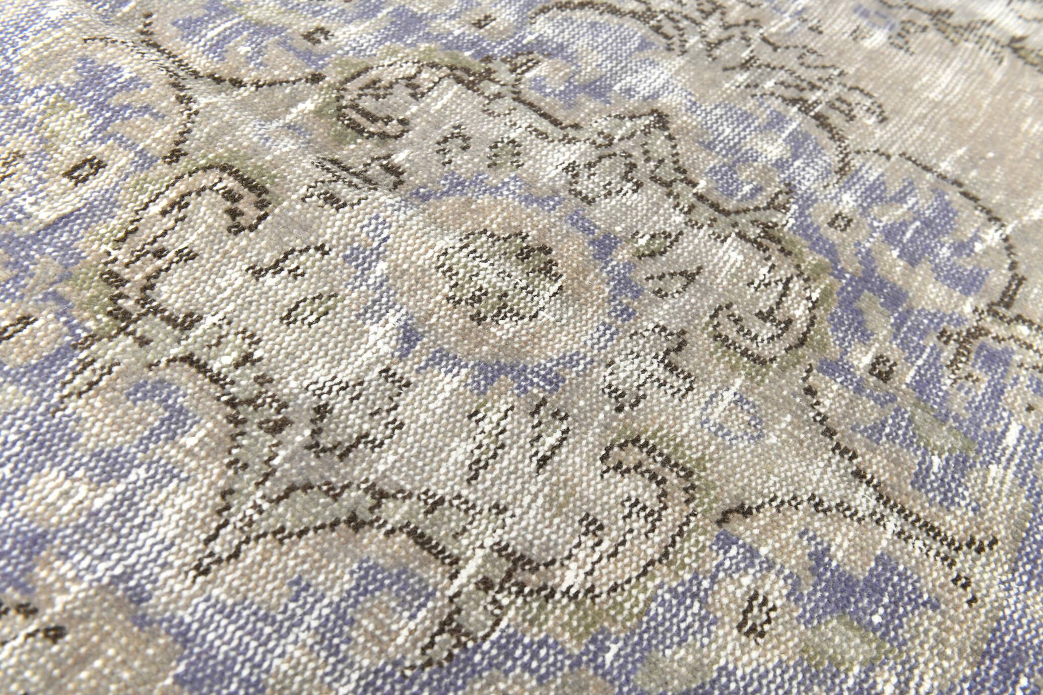 5x9 Rug For Living Room Gray Blue Handmade Wool Antique Turkish Rug, 156x264Cm