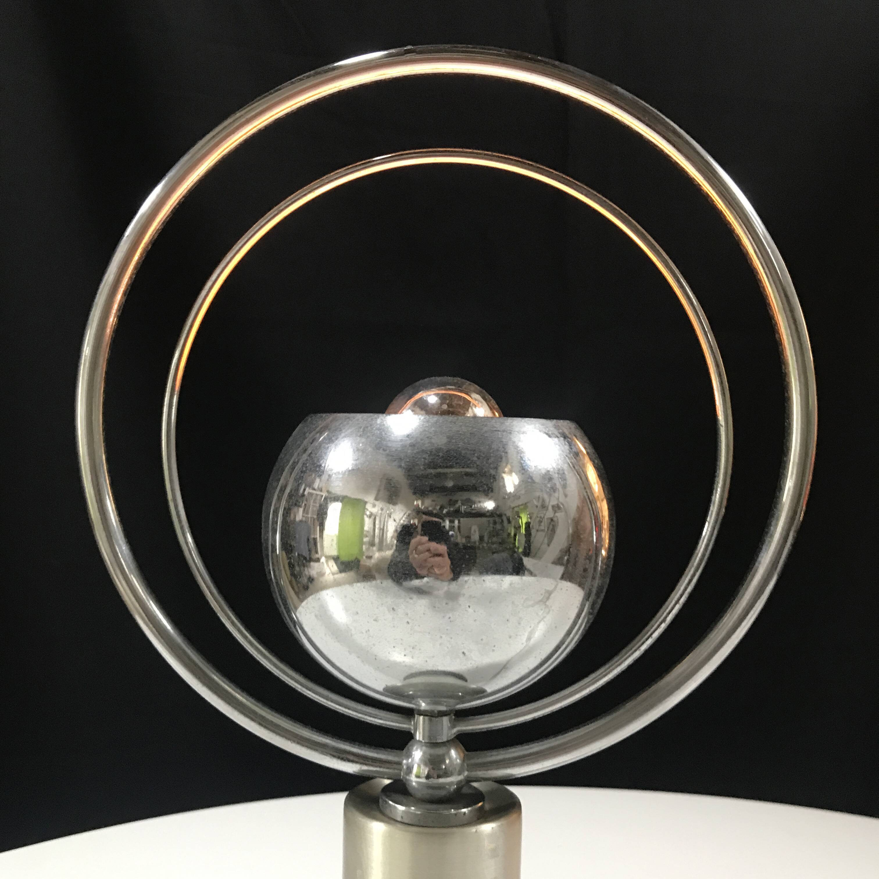 Vintage Table Lamp • Rings • Steel/Wood • Space Age • 1970