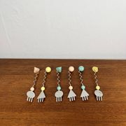 Rare and original Set of 6 Memphis dessert forks, Japan, 1980/90