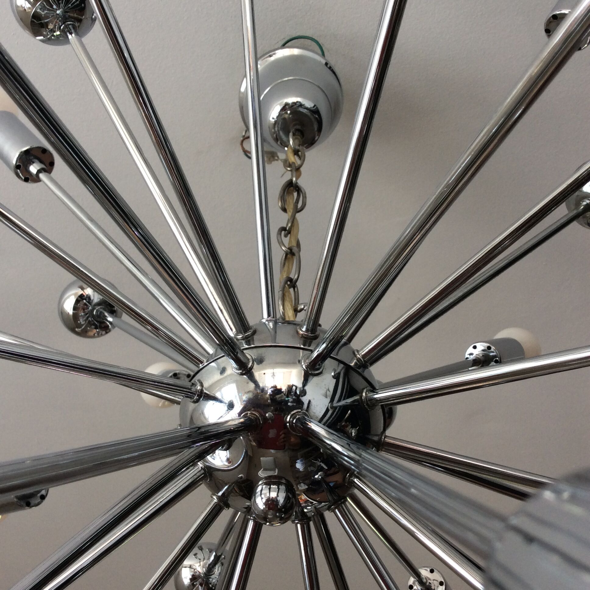 Sputnik XXL chandelier of the 60s-70s chrome metal 20 lamps