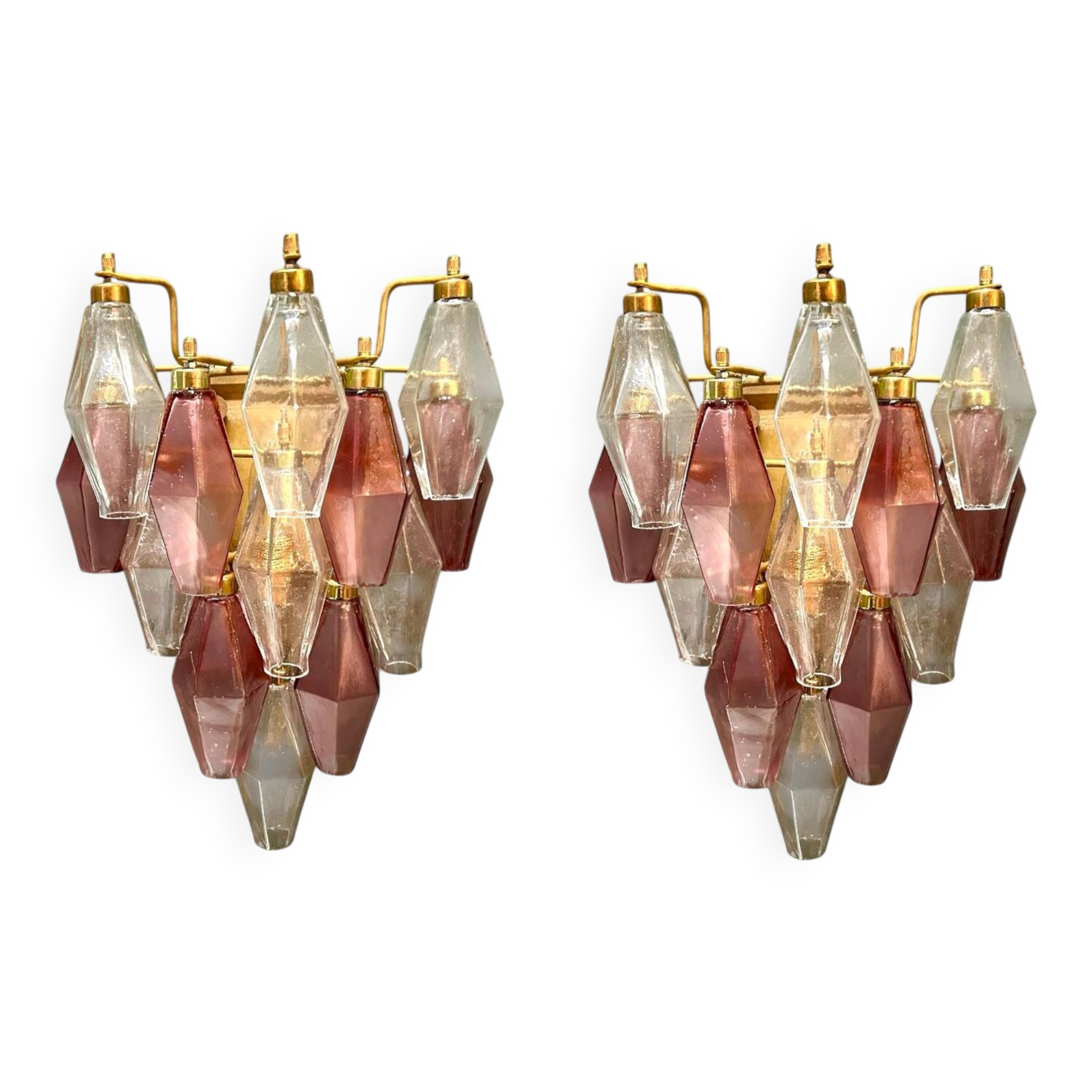 Murano Glass Poliedri Sconces, Italy, 1980s - Set of 2