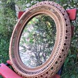 Miroir ovale en rotin