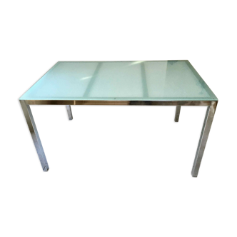 Glass and metal design table