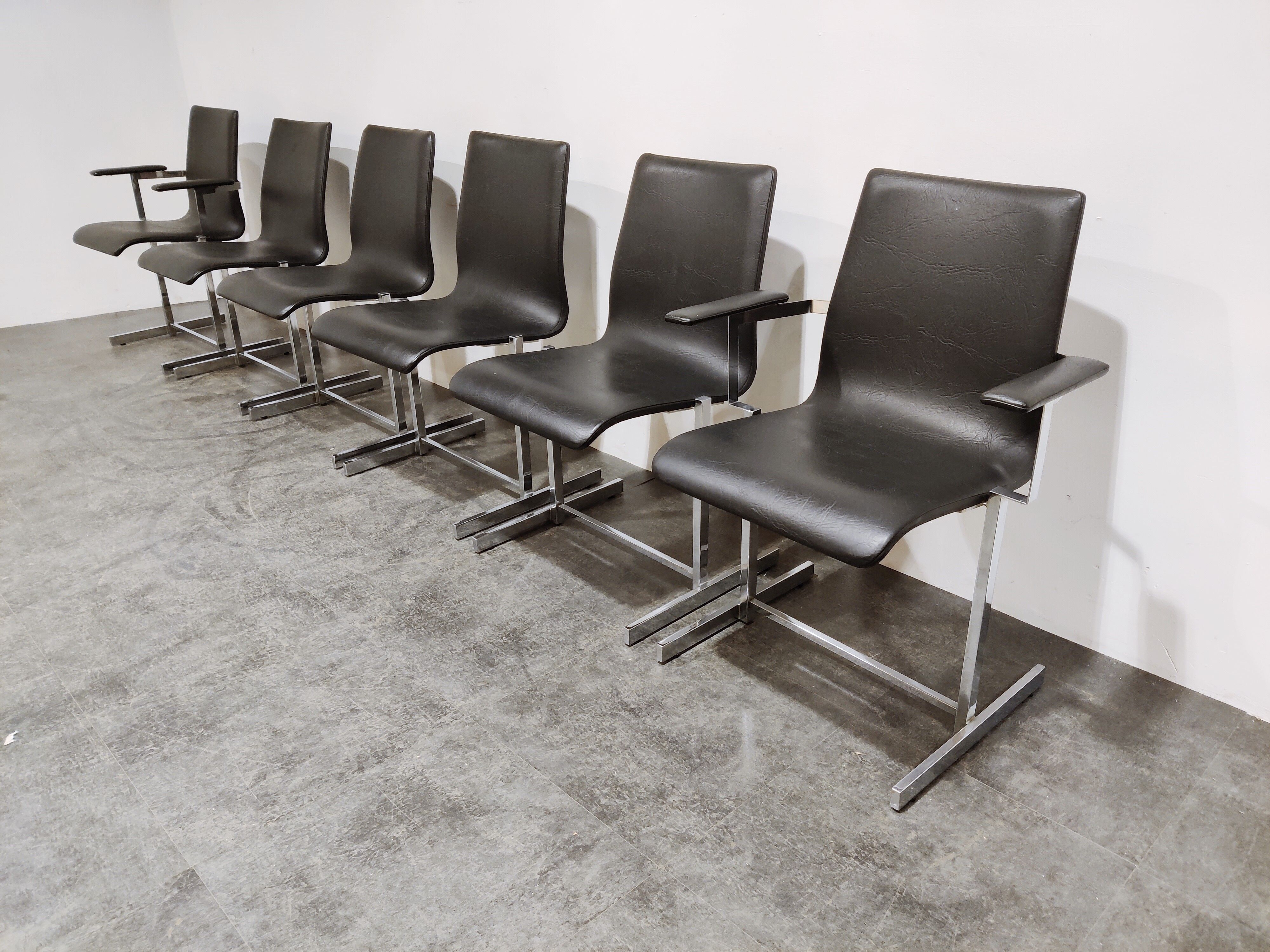 Vintage chrome dining chairs, 1970s