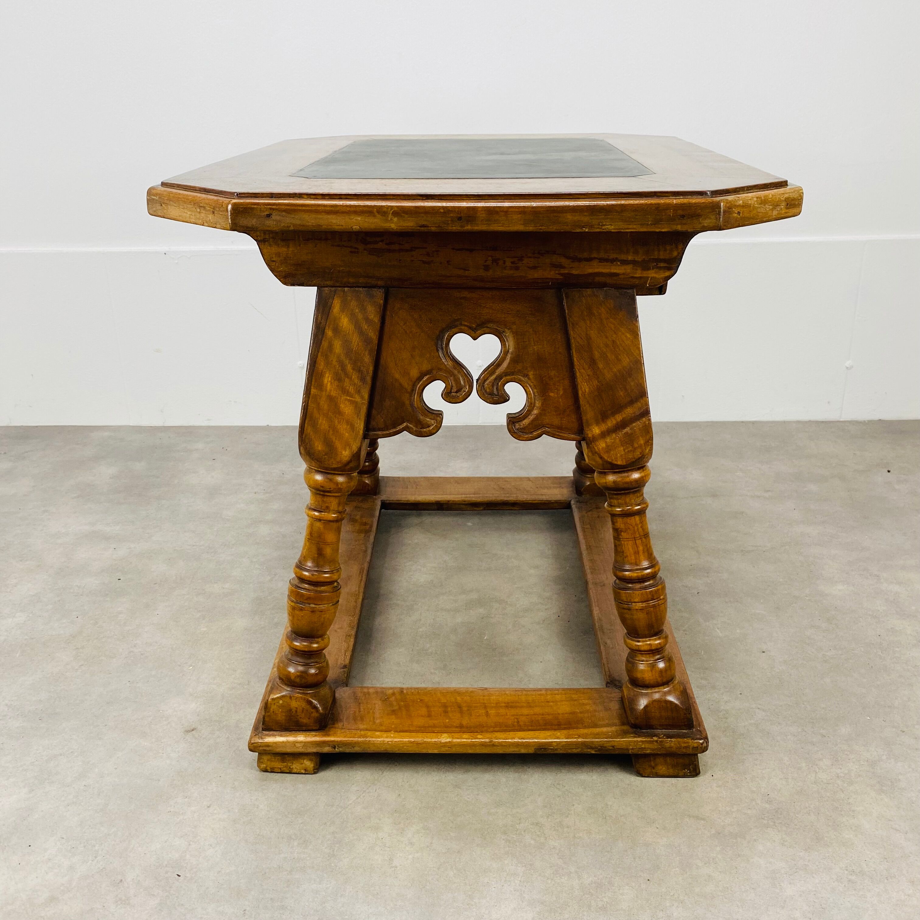 Swiss wood and slate money changer table