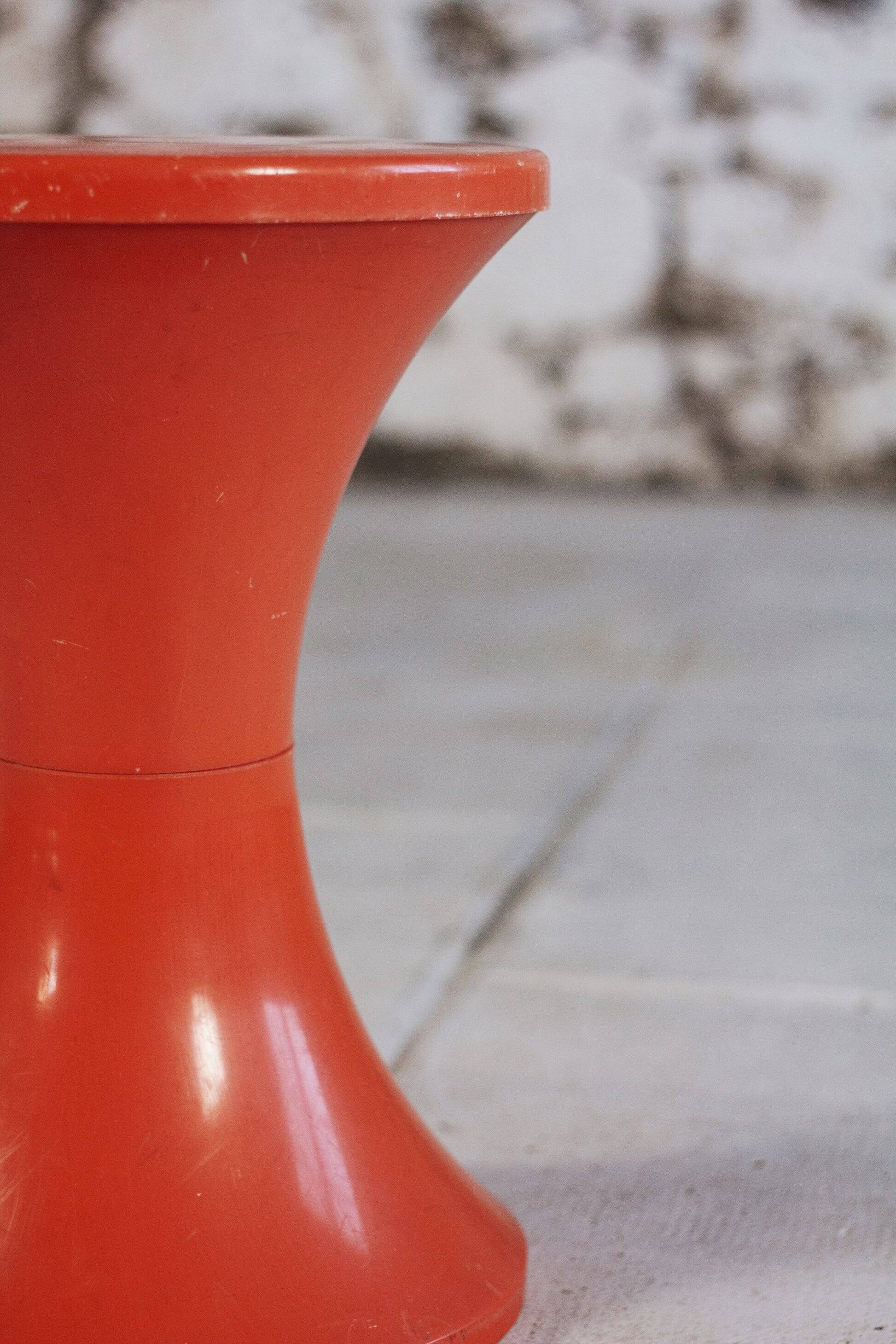 Dark orange Tam Tam stool by Henri Massonnet for Stamp, 1970