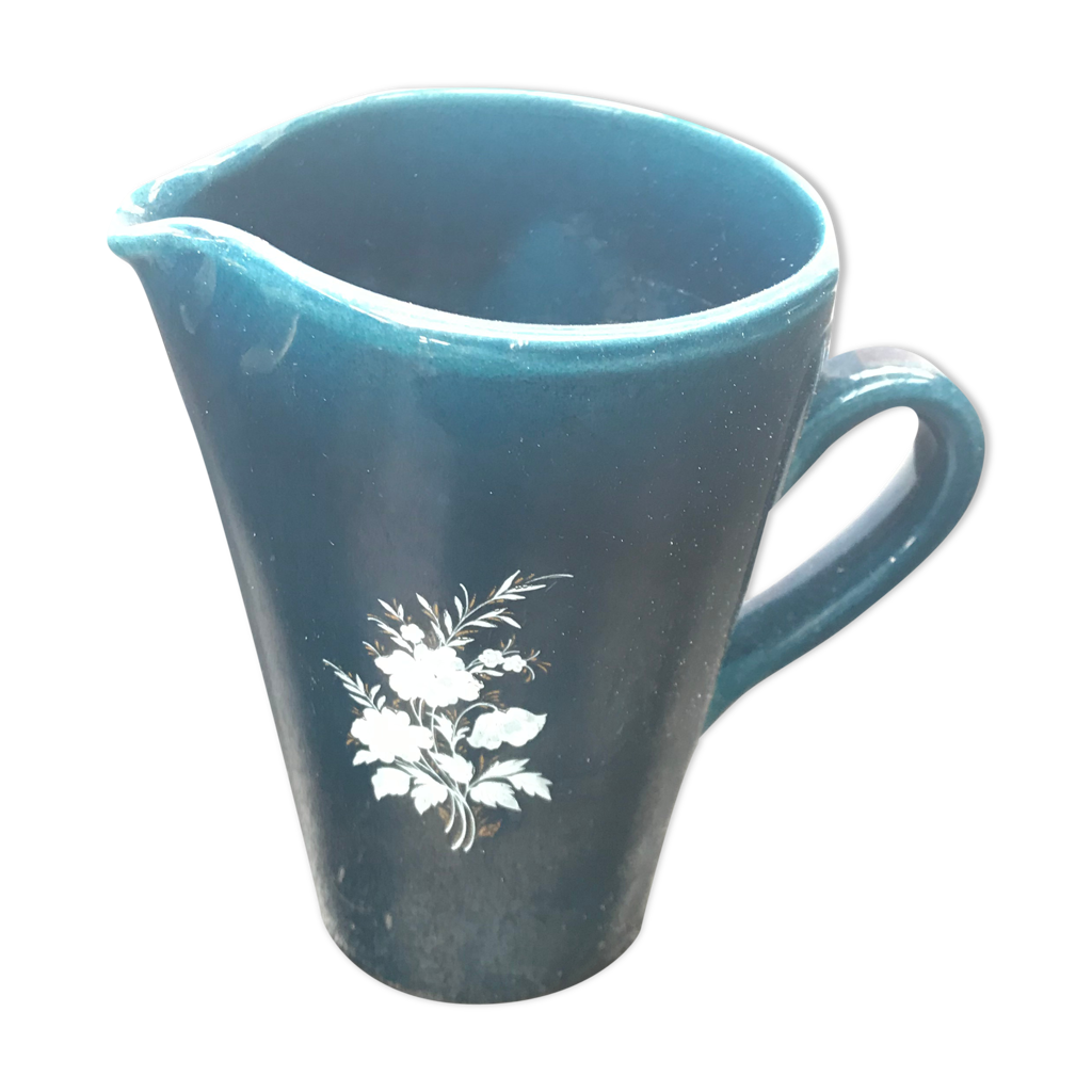 Pichet Signé Roger Capron - Céramique Fleur Bleue Vallauris Era Picault - Bel état Avec Petit éclat Au Bec