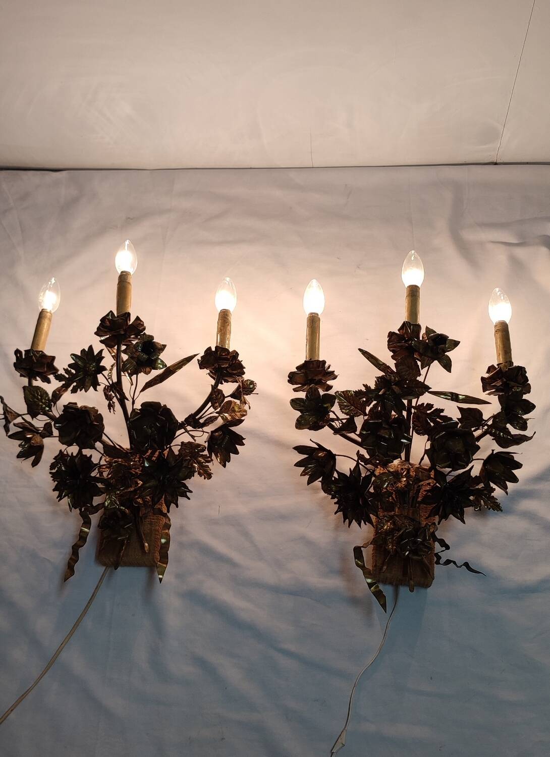 Pair of brass appliques. France, 1960s.