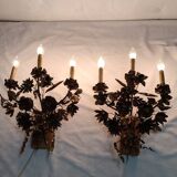 Pair of brass appliques. France, 1960s.