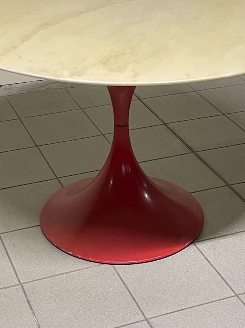 Table à manger en forme de sablier avec base en métal et plateau en marbre, 1960-70