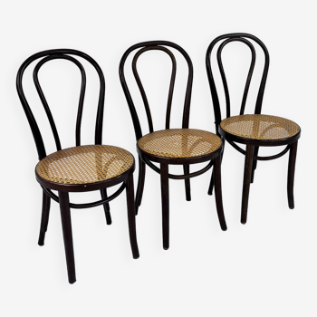 Set of 3 Bentwood and Cane Cafe Chairs, 1970s