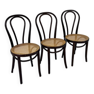 Set of 3 Bentwood and Cane Cafe Chairs, 1970s