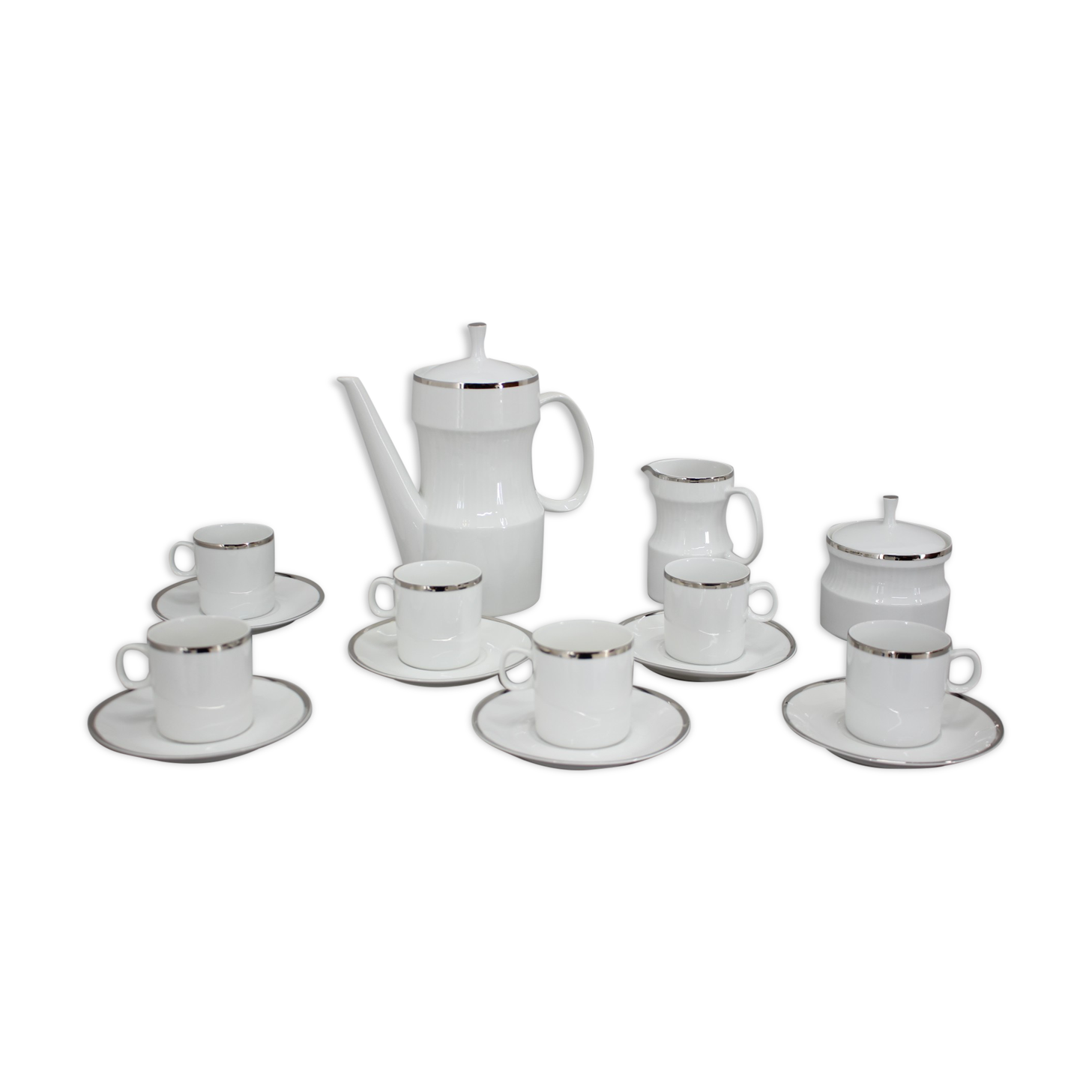 1964 Jaroslav Jezek Exlusive Porcelain Tea Set "Nefertiti", Czechoslovakia