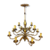 Golden luster with 12 arms of light decorated with leaves 1940