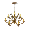 Golden luster with 12 arms of light decorated with leaves 1940