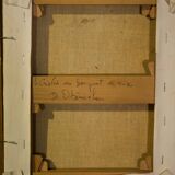 Oil painting on canvas Crystal with a bouquet of cherries by D. Obeniale 1950