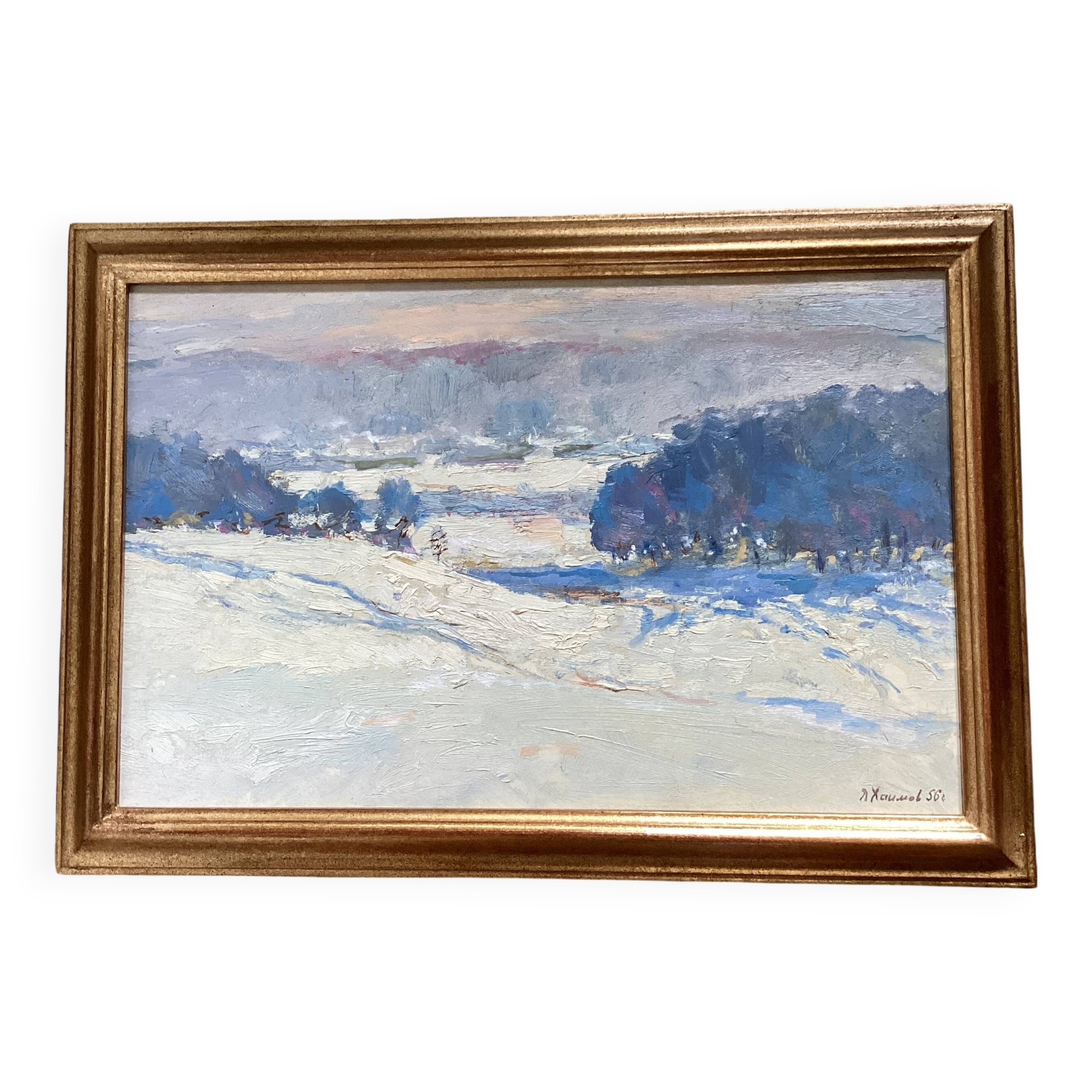 Oil painting on cardboard signed, dimensions: height - 48 cm - width - 68.5 cm -