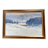 Oil painting on cardboard signed, dimensions: height - 48 cm - width - 68.5 cm -