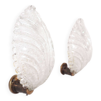 Pair of Barovier Murano leaf wall lights