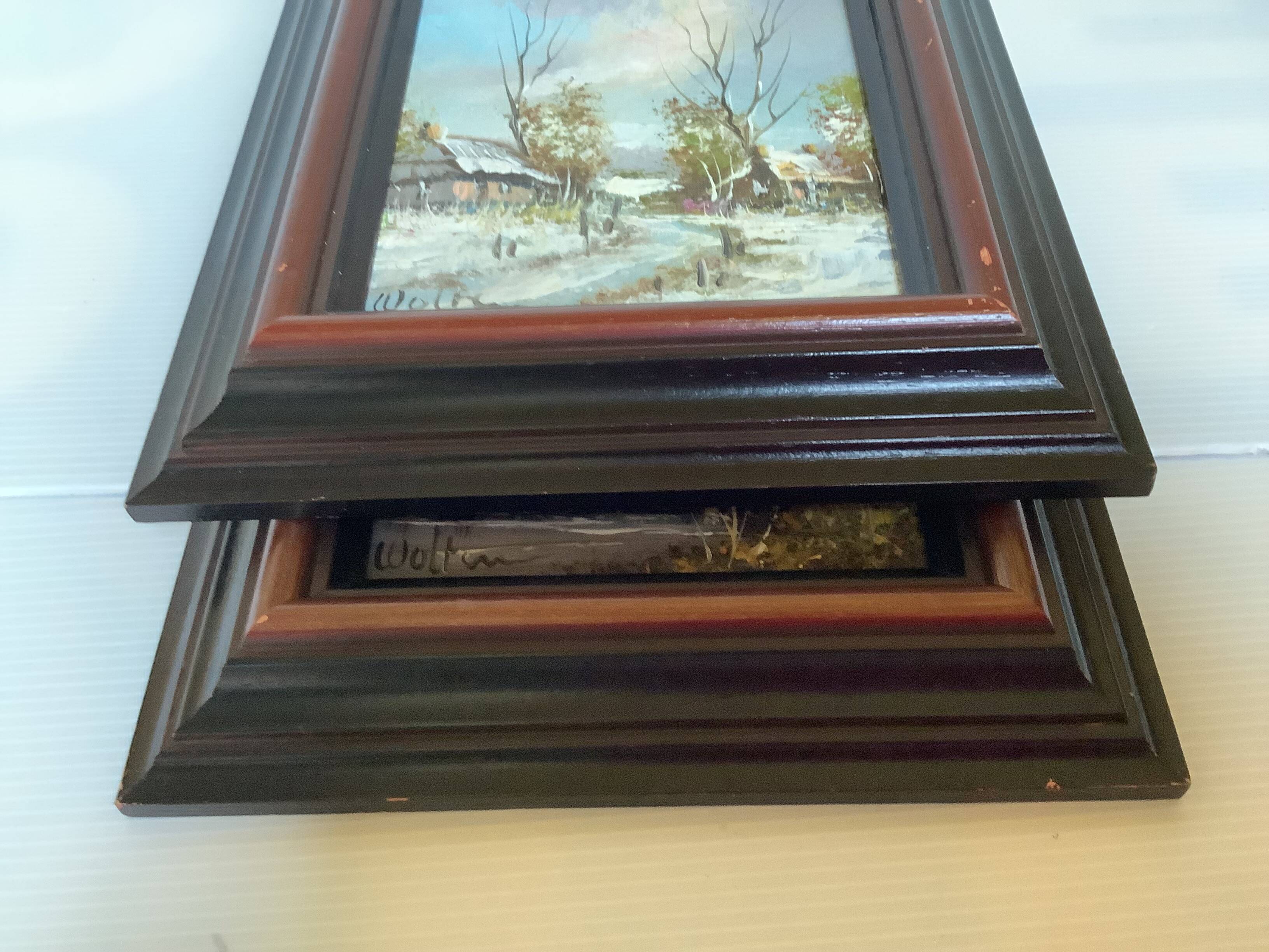 Pair of landscape paintings, oil on cardboard