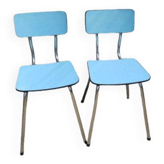 Paire de chaises en formica bleu