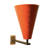Wall light Italian modernist Metal perforated & brass, 1950 s