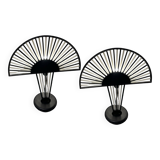Architectural Black and White Murano Glass Rod Table Lamps Set of 2