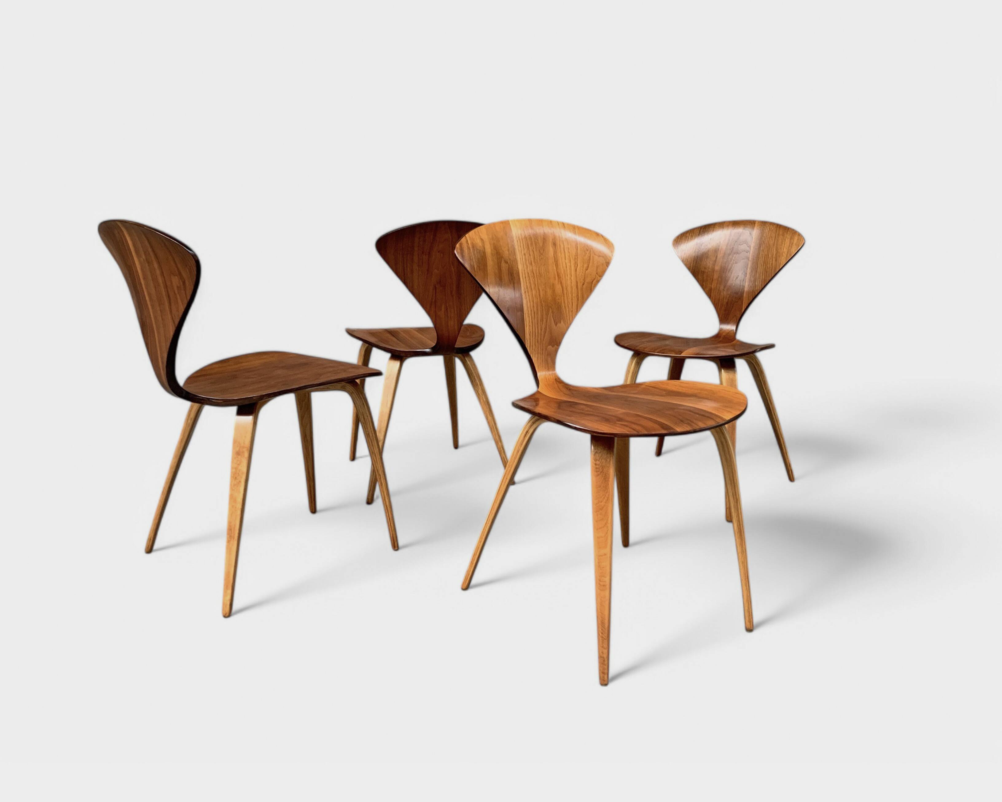 Set of 4 Norman Cherner chairs for Plycraft USA in teak, 1960s