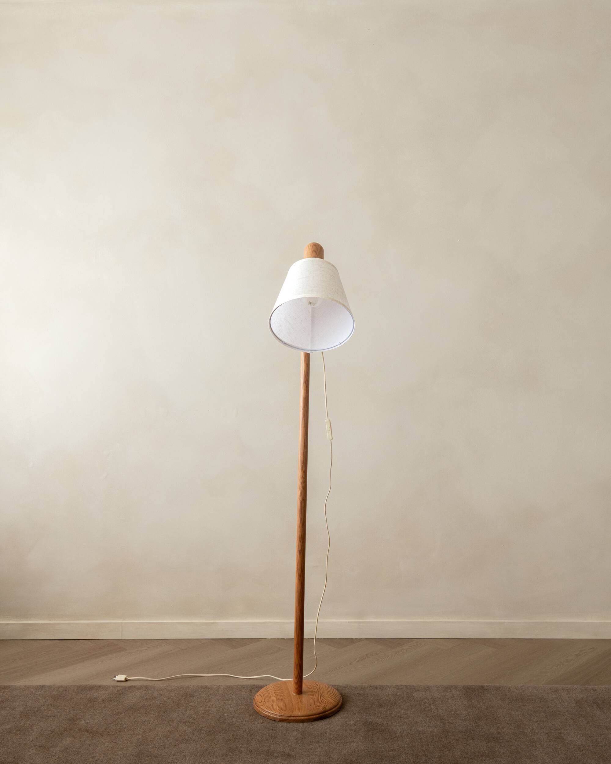 Vintage Danish Pine Adjustable Floor Lamp by +LYS Denmark, 1960s