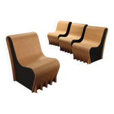 Lot de 4 fauteuils modernes en carton et Forex, années 2000