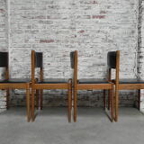 4 vintage chairs upholstered with skai