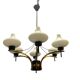 1950s Brass & Opaline Glass Six-Light Chandelier