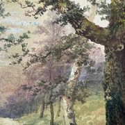 Watercolour painting signed Christen "Path in the Underwood" 19th century