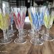 Set of 11 champagne flutes in colored glass 3 colors starry foot