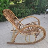 Rohe Noorwolde rattan rocking chair from the 60s