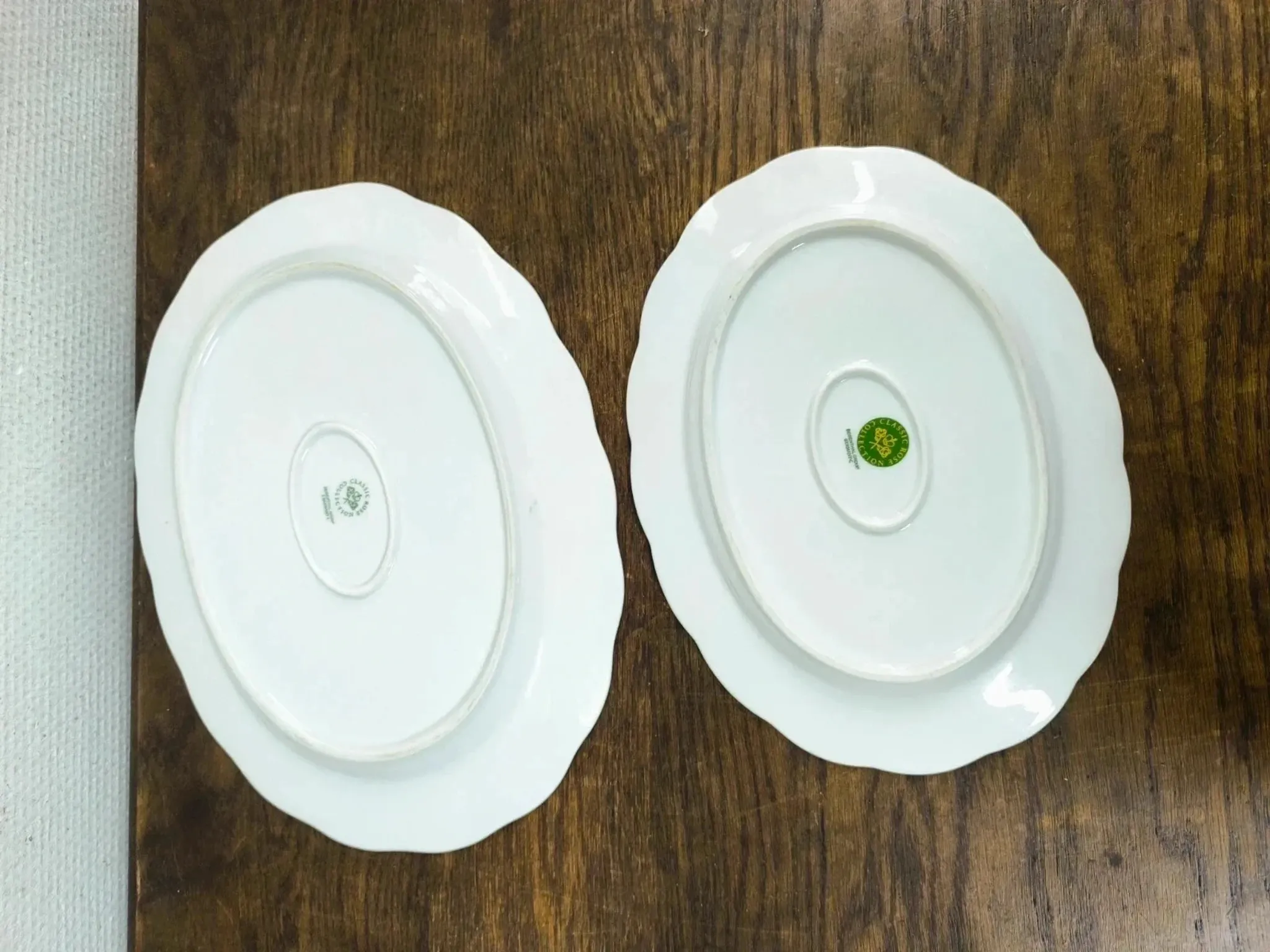 Set of 2 oval porcelain dishes Rosenthal Monbijou "Giscard" green